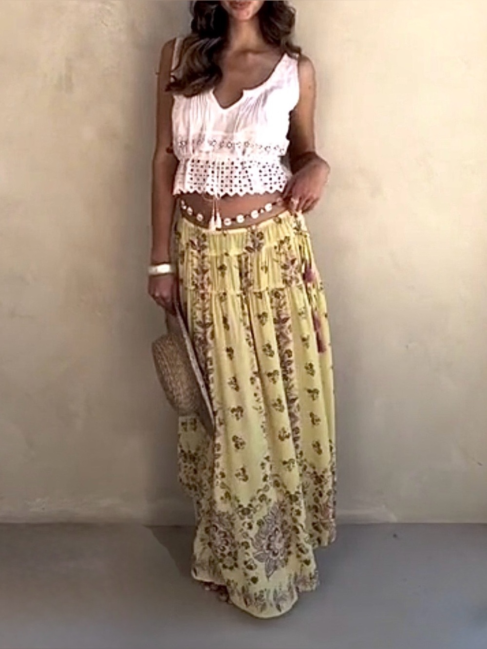 Spell $249 Rebel Spirit Tassel Maxi Skirt in Yellow Daffodil 🌸 Size XXS 🌼 NWOT